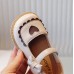 Girls Sweet Heart Shape Embroidered PU Shoes