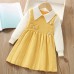 【18M-6Y】Girls Fashionable Fake Two Piece Lapel Sweater Dress