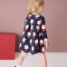 【18M-7Y】Girl Cute Christmas Santa Claus Print Long Sleeve Dress