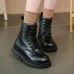 Girls Casual British Style Solid Color Tall Martin Boots