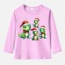 【12M-9Y】Unisex Kid Cotton Stain Resistant Christmas Dinosaurs Print Long Sleeve Tee